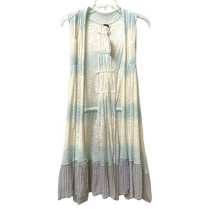 Free People Boho Belle Longline Tunic Vest In “Ice Combo” Colors NWT, Size S